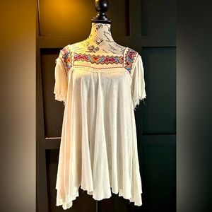 Free People square neck, embroidered blouse